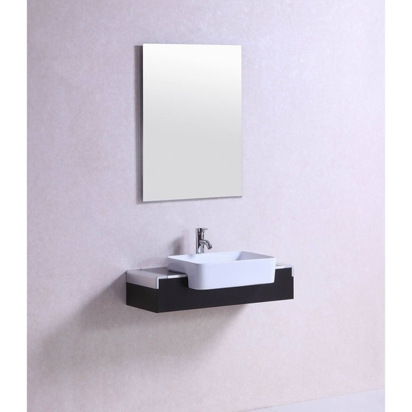32 Inch Belvedere Modern Wall Mounted Espresso Bathroom Vanity W Vessel Sink