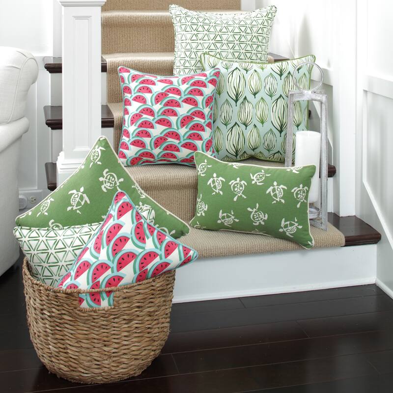 Painted Triangles Verte Throw Pillow