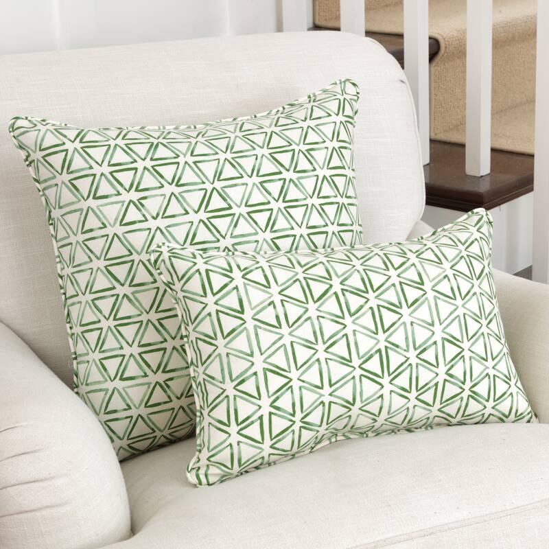 Painted Triangles Verte Throw Pillow