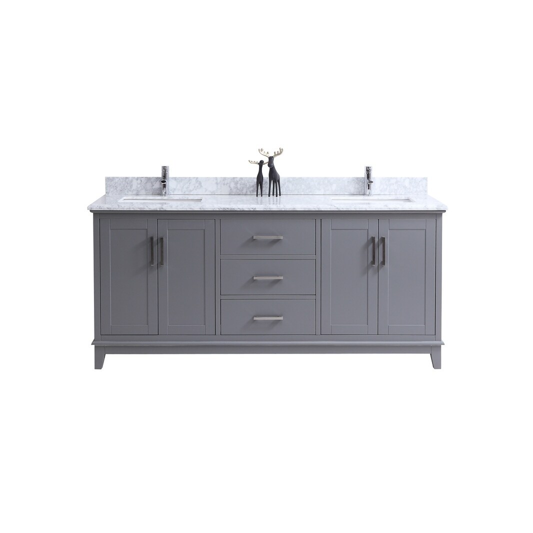 72 Inch Traditional Freestanding Gray Double Bathroom Vanity Bathroom Vanity