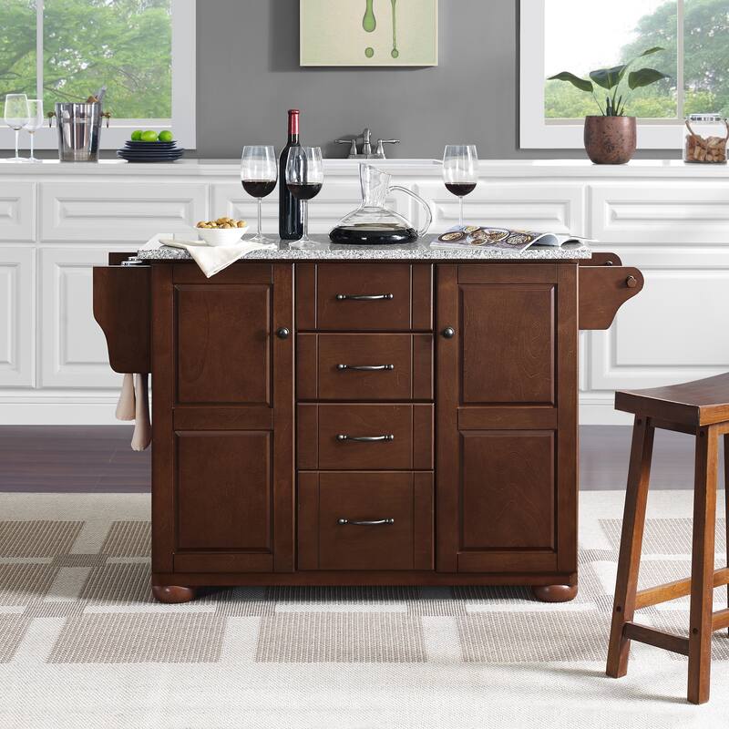 Crosley Eleanor Solid Granite Top Kitchen Island - 51.5 "W x 18 "D x 35.25 "H