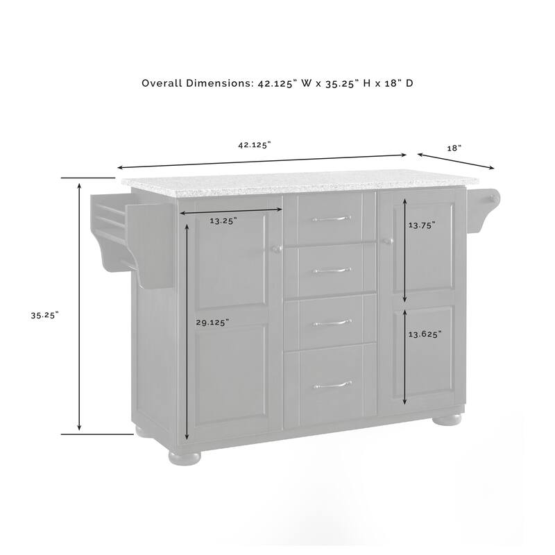 Crosley Eleanor Solid Granite Top Kitchen Island - 51.5 "W x 18 "D x 35.25 "H