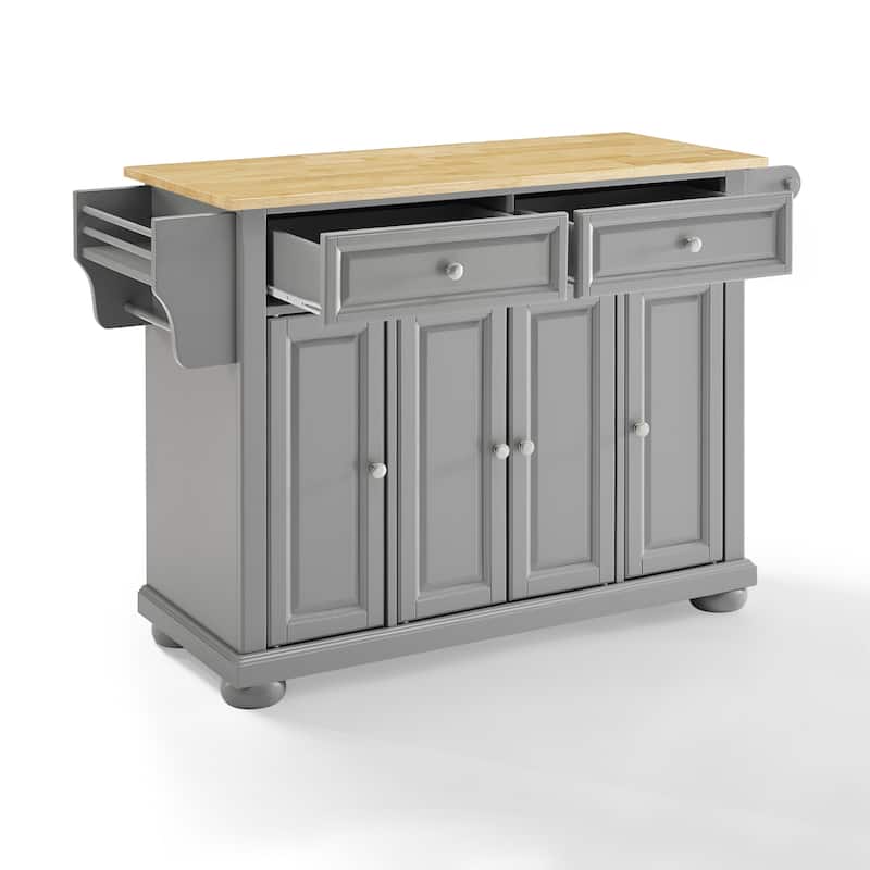Crosley Alexandria Natural Wood Top Kitchen Island In Vintage Grey - 18"d x 51.5"w x 36.5"h