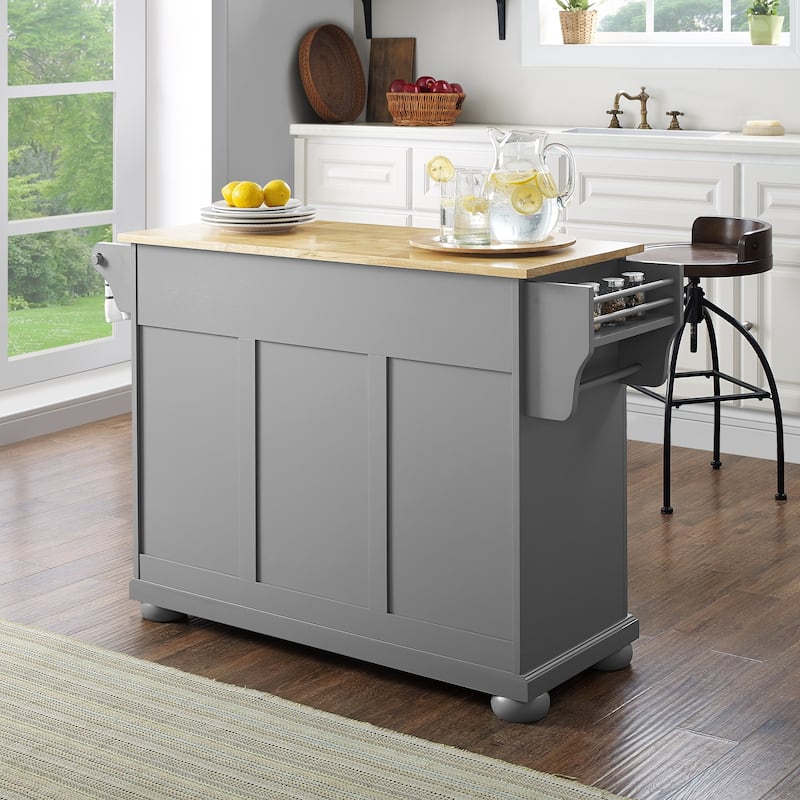 Crosley Alexandria Natural Wood Top Kitchen Island In Vintage Grey - 18"d x 51.5"w x 36.5"h