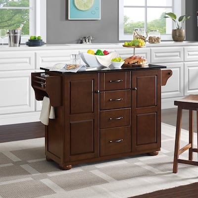 Eleanor Brown Wood/ Stainless Steel Top Kitchen Island