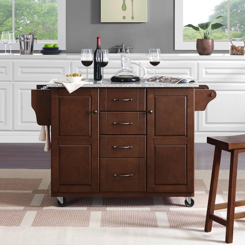 Crosley Eleanor Solid Granite Top Kitchen Cart - 18"d x 51.5"w x 36.25"h