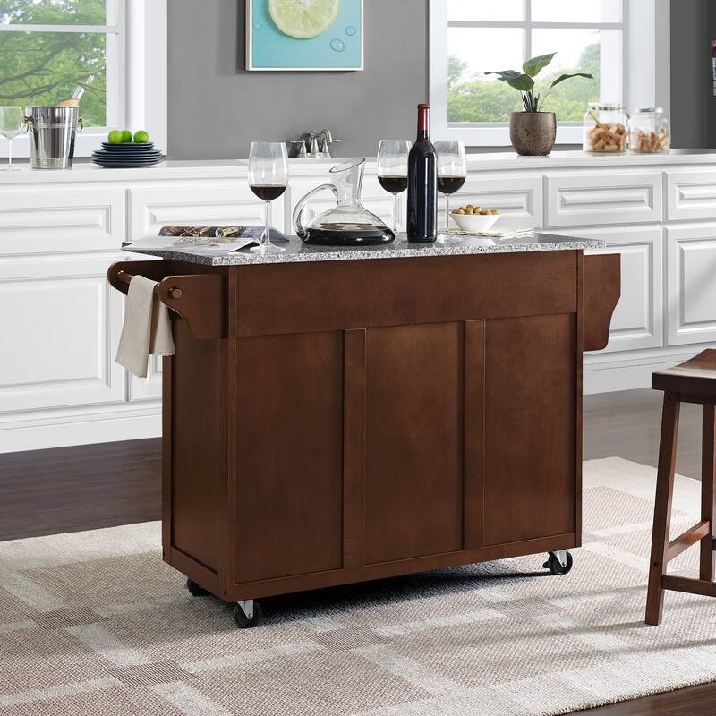 Crosley Eleanor Solid Granite Top Kitchen Cart - 18"d x 51.5"w x 36.25"h
