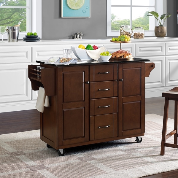 Eleanor Black Granite Top Kitchen Cart