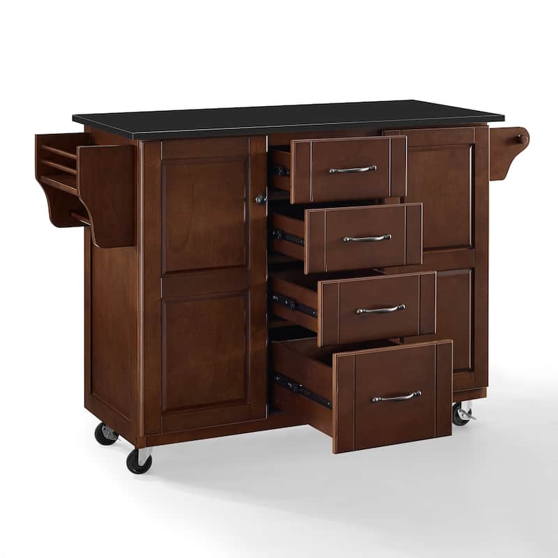 Crosley Eleanor Black Granite Top Kitchen Cart - 18"d x 51.5"w d 35.25"h
