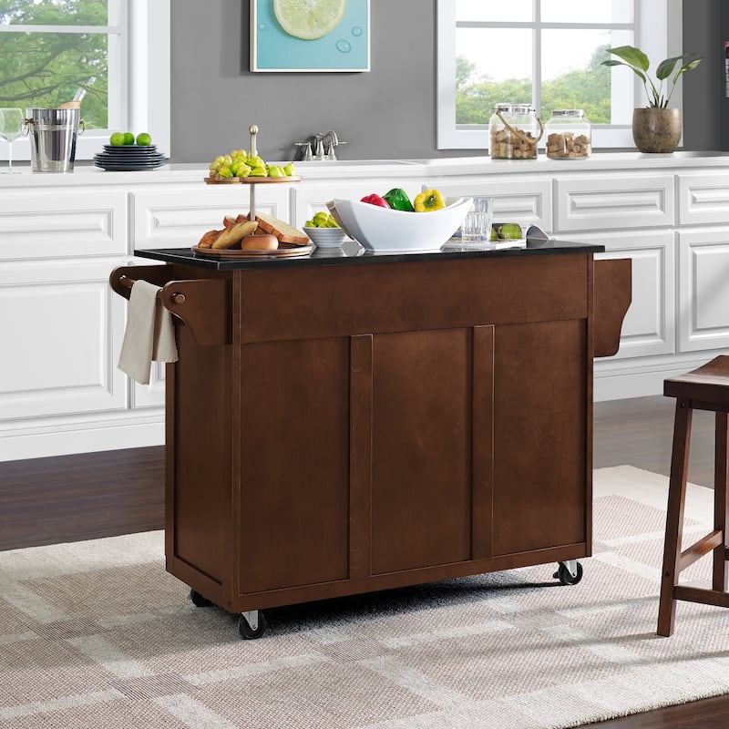 Crosley Eleanor Black Granite Top Kitchen Island - 18"d x 51.5"w x 35.25"h