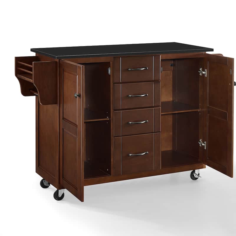 Crosley Eleanor Black Granite Top Kitchen Island - 18"d x 51.5"w x 35.25"h
