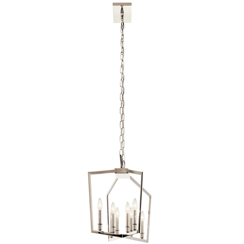 Hewitt Steel 6 light White Shade Chandelier Hewitt Steel 6 light White Shade Chandelier