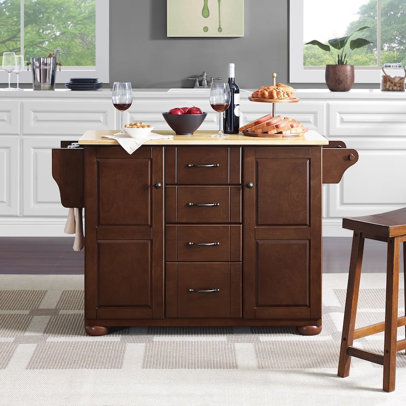 Crosley Eleanor Natural Wood Top Kitchen Island - 18"d x 51.5"w x 35.25"h