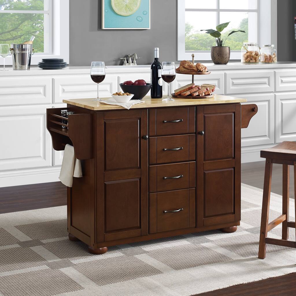 Crosley Eleanor Natural Wood Top Kitchen Island - 18"d x 51.5"w x 35.25"h