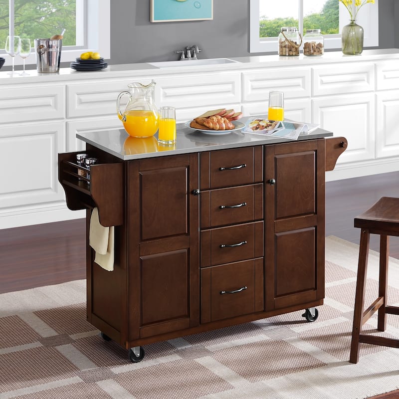 Crosley Eleanor Stainless Steel Top Kitchen Cart - 18"d x 51.5"w x 35.25"h