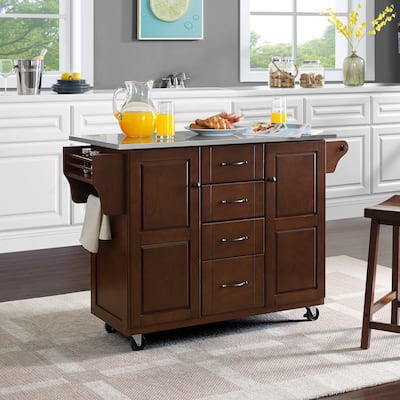 Crosley Eleanor Stainless Steel Top Kitchen Cart - 18"d x 51.5"w x 35.25"h