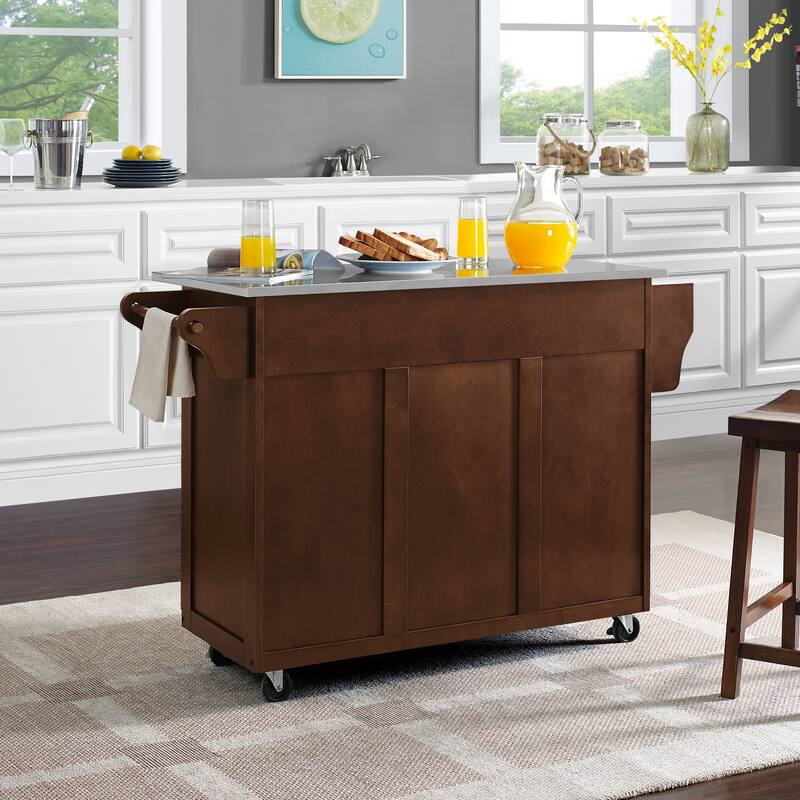 Crosley Eleanor Stainless Steel Top Kitchen Cart - 18"d x 51.5"w x 35.25"h
