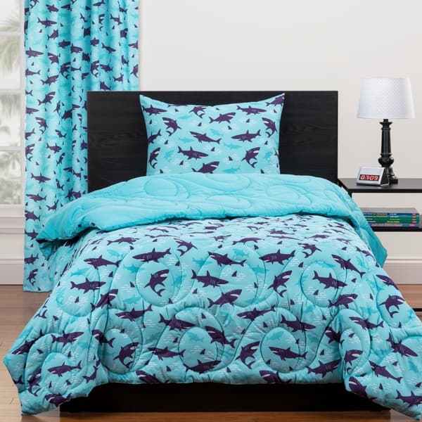 slide 2 of 5, Highlights Shark Sleepover Reversible Comforter Set