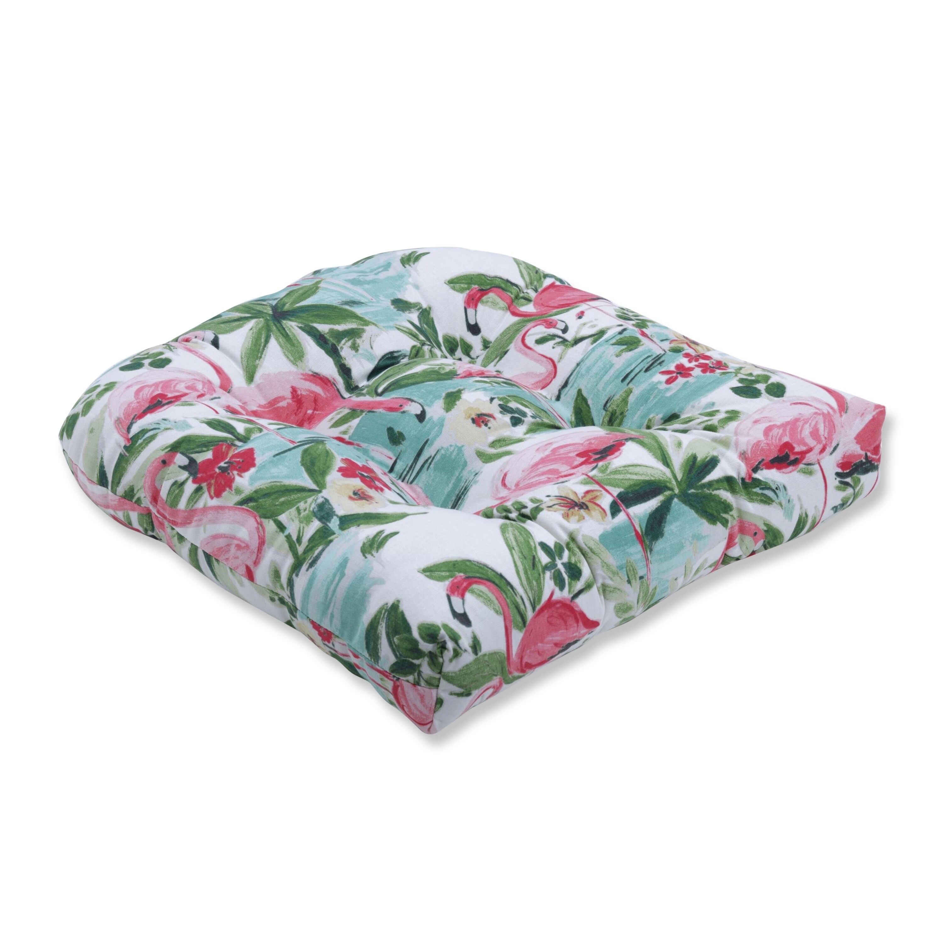 Floridian Flamingo Bloom Wicker Seat Cushion