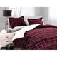 preview thumbnail 1 of 5, Elegant Comfort 3-Piece Plaid Pattern Sherpa-Backing Reversible Comforter Set Full - Burgundy