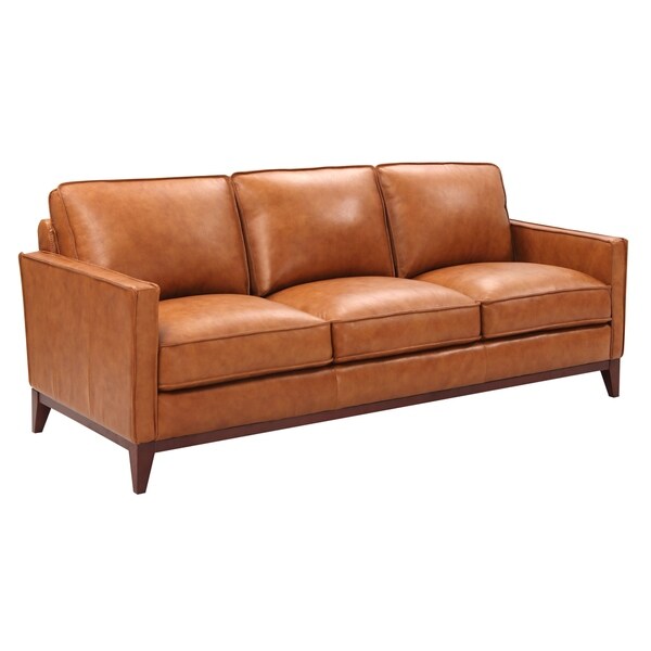 Shop Millwood Top Grain Leather Sofa Ships To Canada Overstock