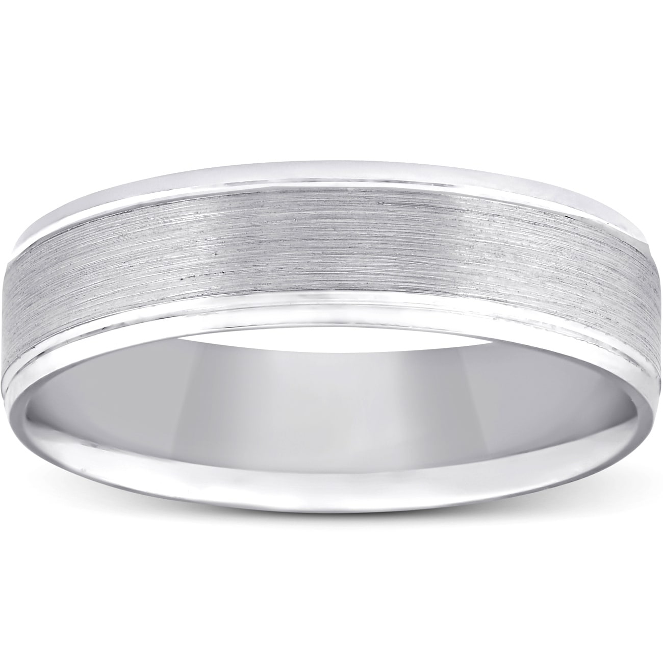 Shop Pompeii3 10k White Gold Brushed Mens Comfort Fit Wedding Band