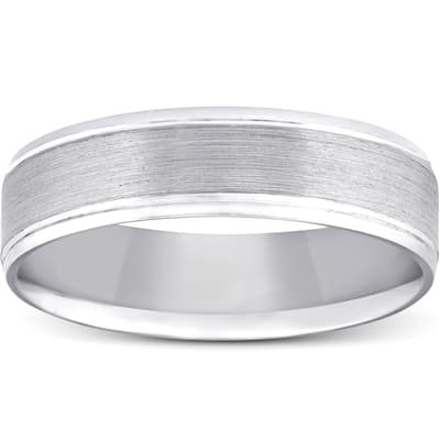 Pompeii3 10k White Gold Brushed Mens Comfort Fit Wedding Band