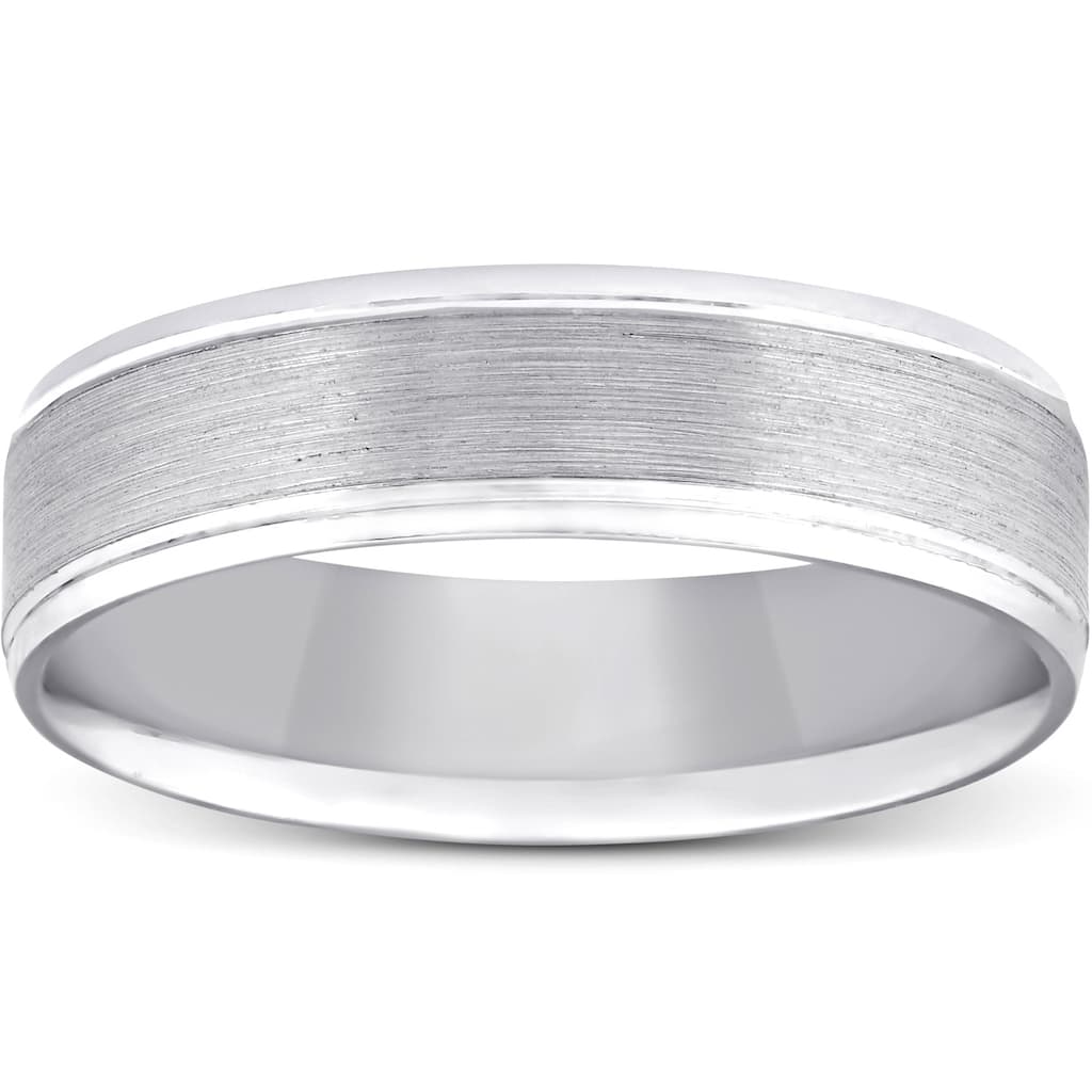 Pompeii3 10k White Gold Brushed Mens Comfort Fit Wedding Band