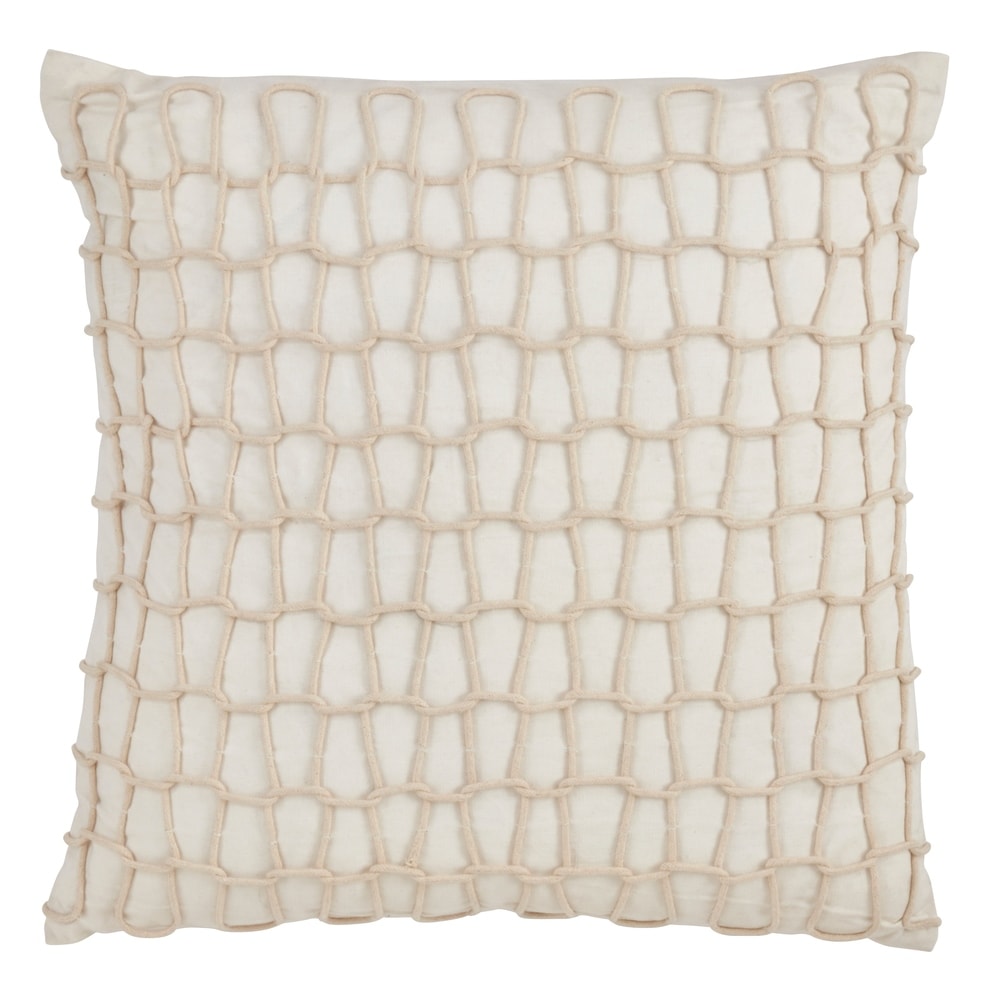 Coastal Blue Coral Grid Outdoor Pillow - 26x26