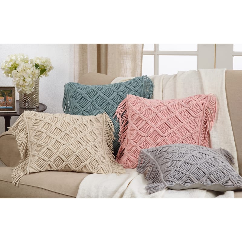 Down Filled Macramé Throw Pillow