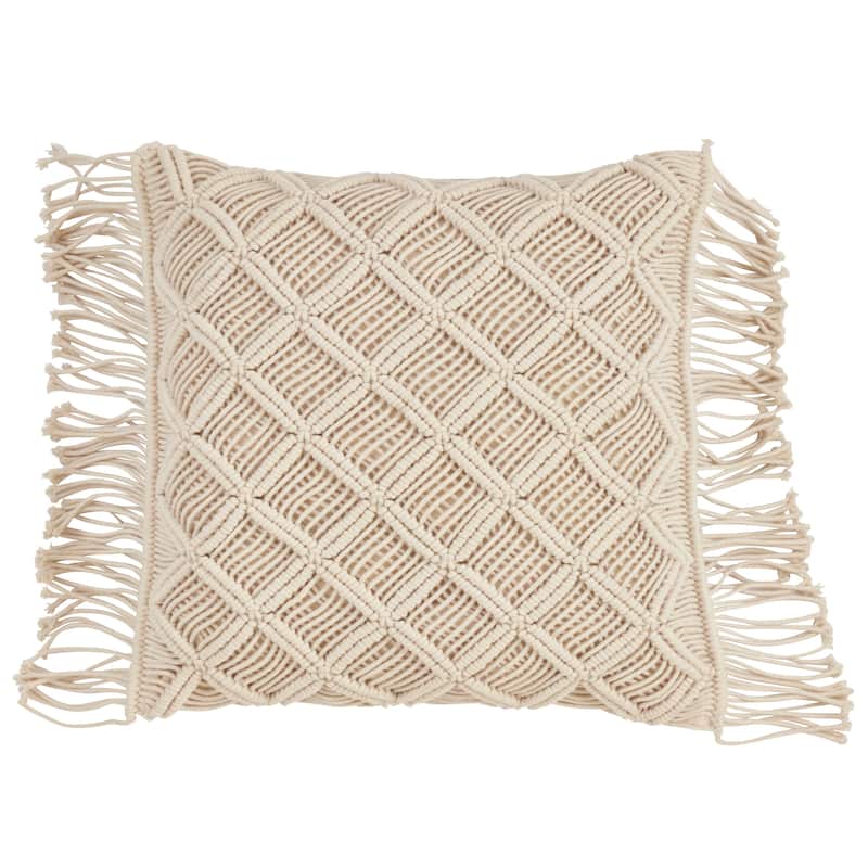 Down Filled Macramé Throw Pillow