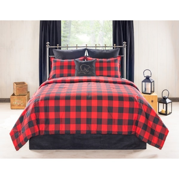 Cabin and Lodge red Plaid comforter set 
