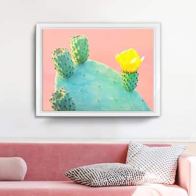 Ready2HangArt 'Spike Yellow' Framed Succulent Canvas Wall Art