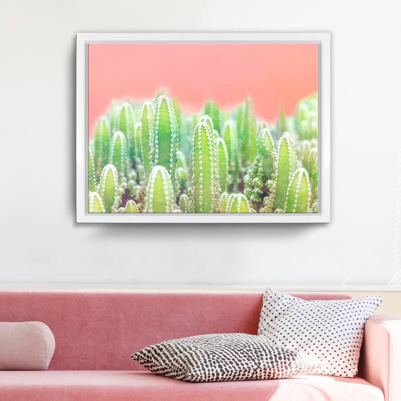 Ready2HangArt 'Warm Thoughts' Framed Succulent Canvas Wall Art - 40 in. W x 30 in. H  - Framed - Plastic - White