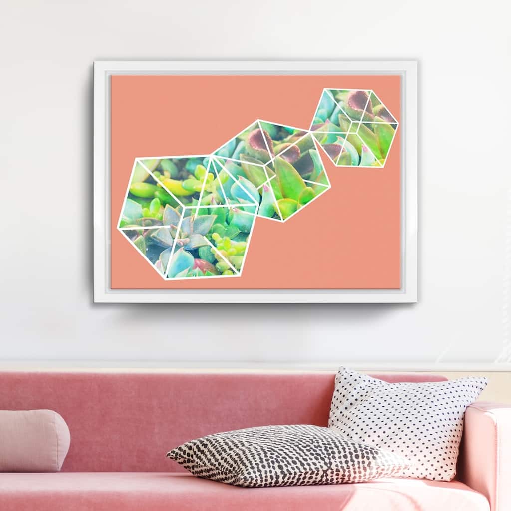Ready2HangArt 'Green Ice Dice' Framed Succulent Canvas Wall Art
