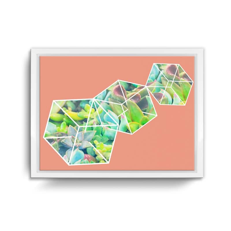 Ready2HangArt 'Green Ice Dice' Framed Succulent Canvas Wall Art