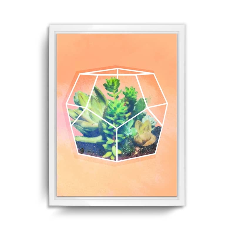 Ready2HangArt 'Terrarium Orange' Framed Succulent Canvas Wall Art - Green
