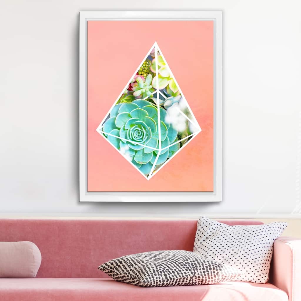 Ready2HangArt 'Green Diamond' Framed Succulent Canvas Wall Art