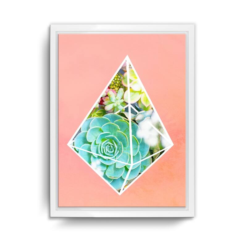 Ready2HangArt 'Green Diamond' Framed Succulent Canvas Wall Art
