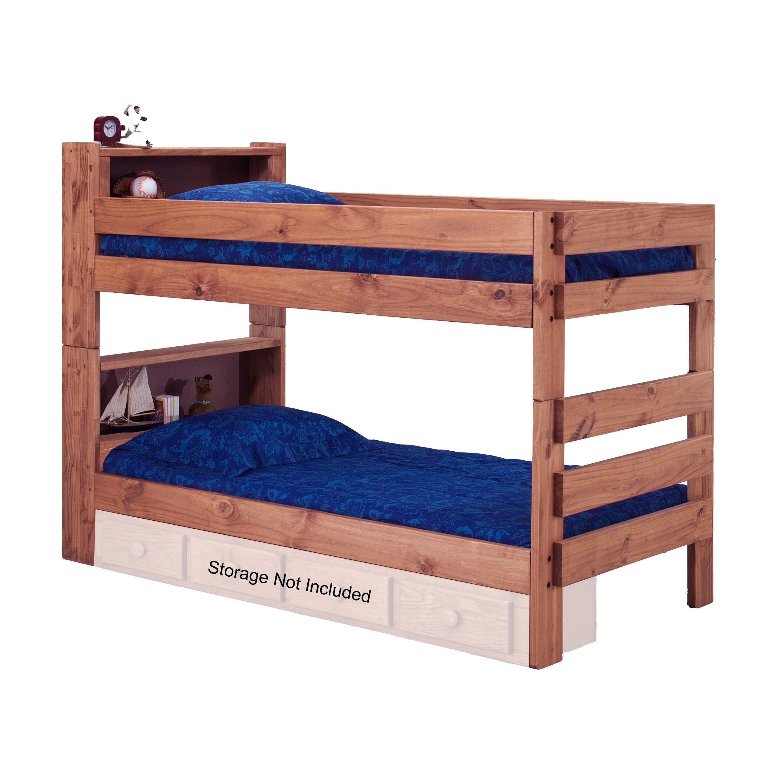 bunk bed with shelf headboard
