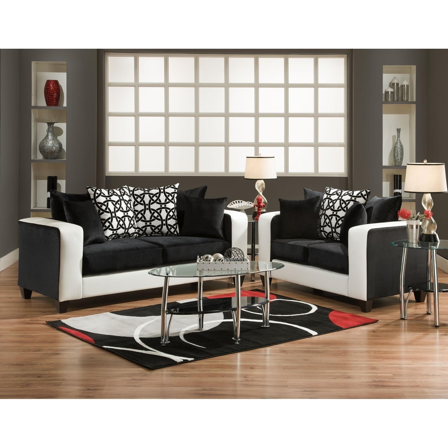 Shop Emboss Implosion Black And White Sofa Free Shipping Today