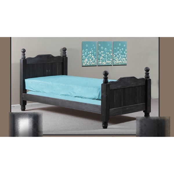 Blackberry Grove Black Distressed Twin Cannonball Panel Post Bed