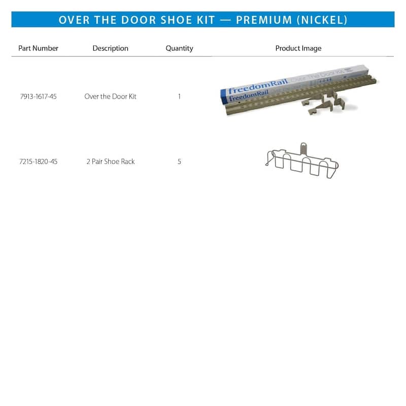 Organized Living Over the Door Shoe Kit - Premium