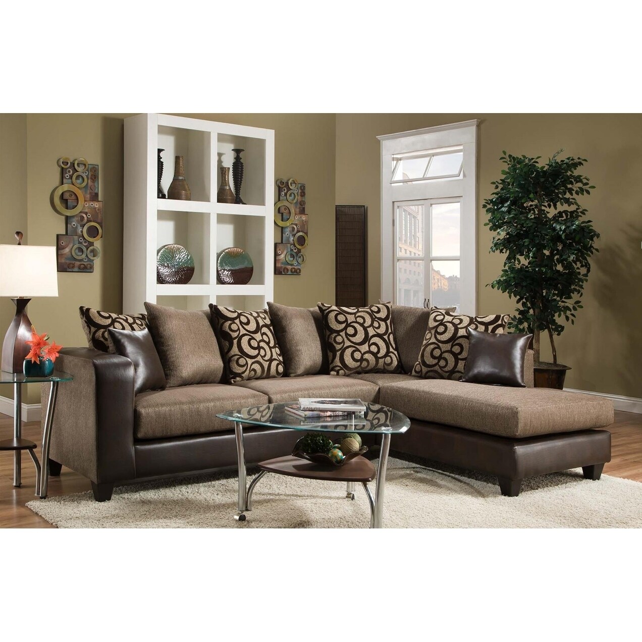 Shop Ame Object Espresso And Emboss Espresso L Shape Sectional
