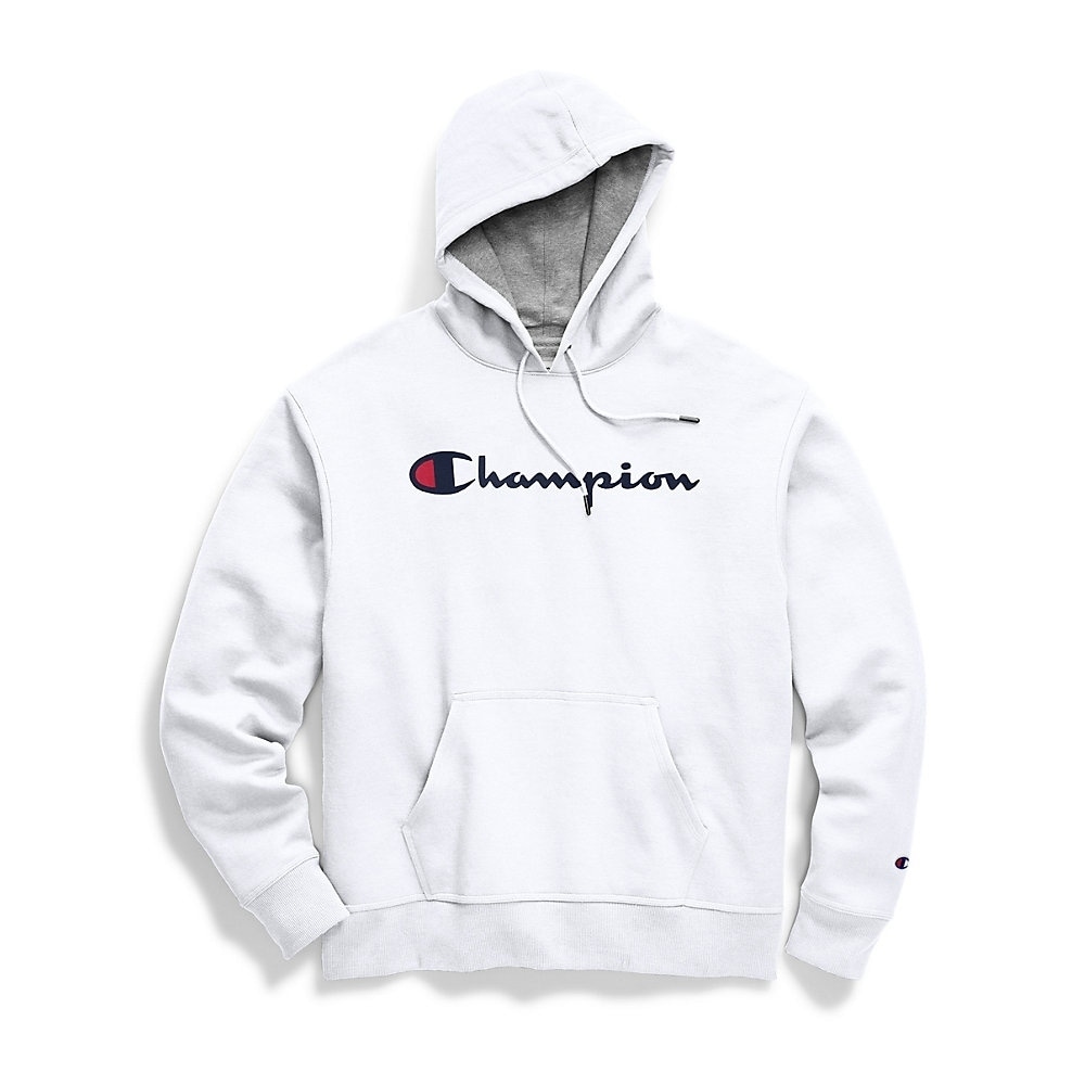 champion men's graphic powerblend fleece pullover hood