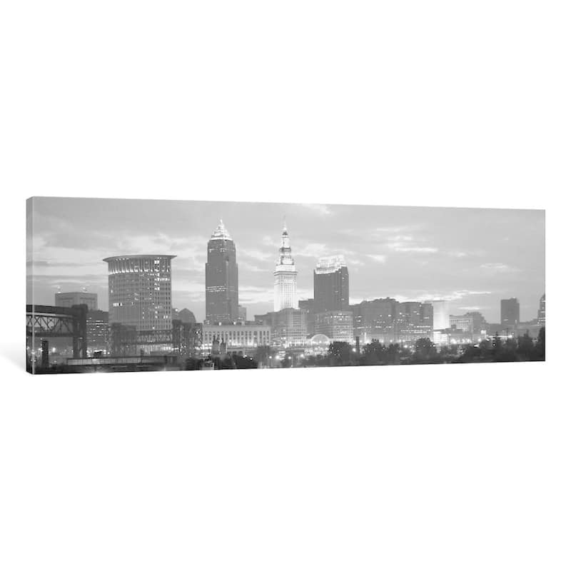 iCanvas "Cleveland Cityscape (Black & White - Dusk)" by IC Portfolio