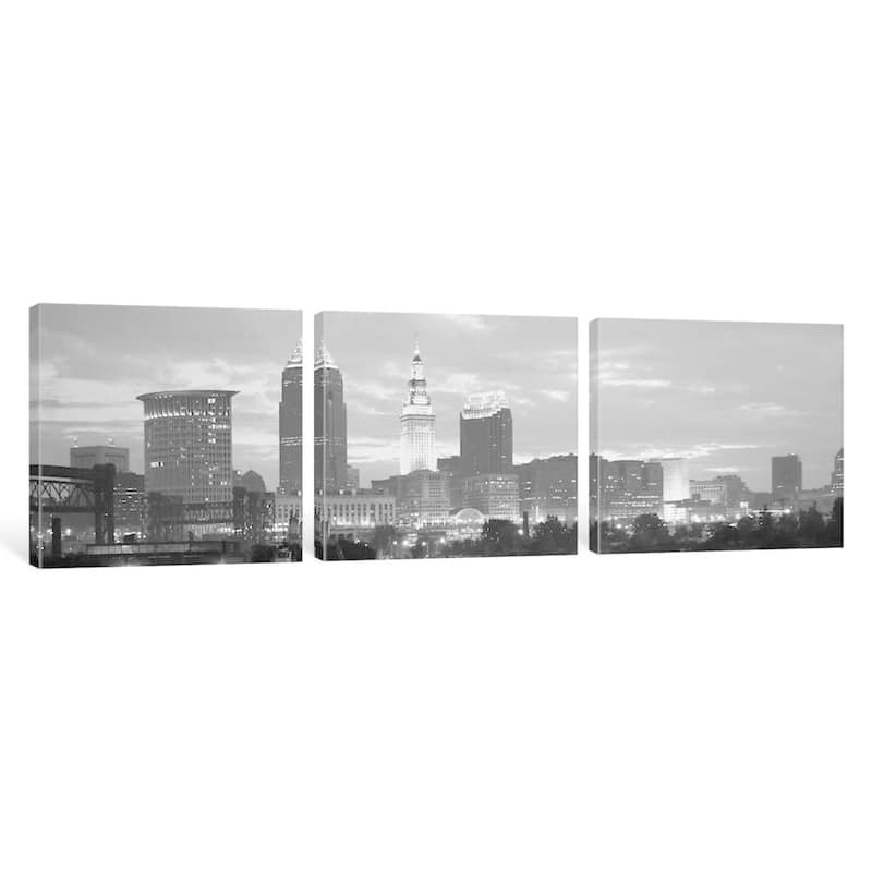 iCanvas "Cleveland Cityscape (Black & White - Dusk)" by IC Portfolio