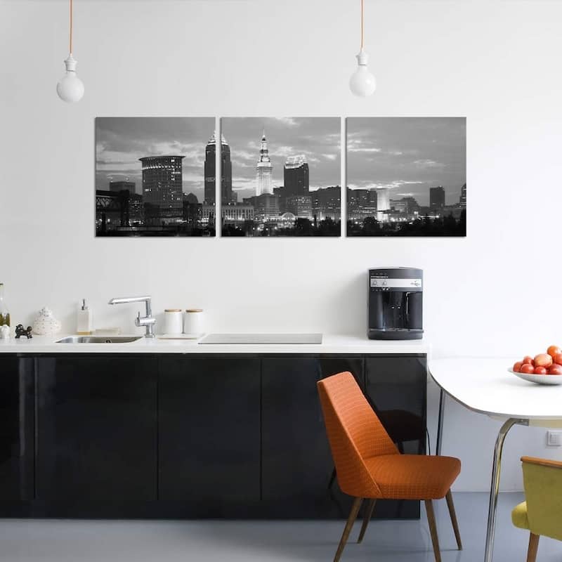 iCanvas "Cleveland Cityscape (Black & White - Dusk)" by IC Portfolio