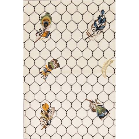 Nepal India Contemporary Transitional Handmade Wool Oriental Area Rug - 6'1" x 4'2"