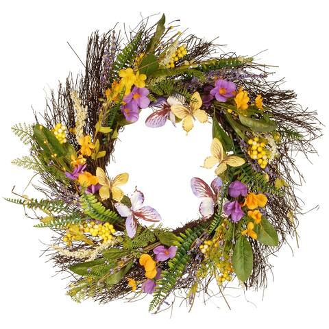 24" Spring Mixed Flowers Wreath